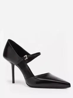 Black High Heels Pointed Toe Mary Jane Pumps For Women
