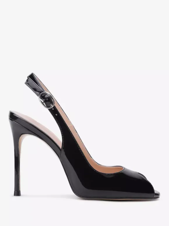 Black High Heels Women's Peep Toe Slingbacks Pumps