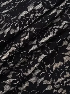 Black Lace Overlay Women's Maxi Dress - Halter Backless Nude Lining Gown - Sexy Bodycon Night Out Party Dress 2026