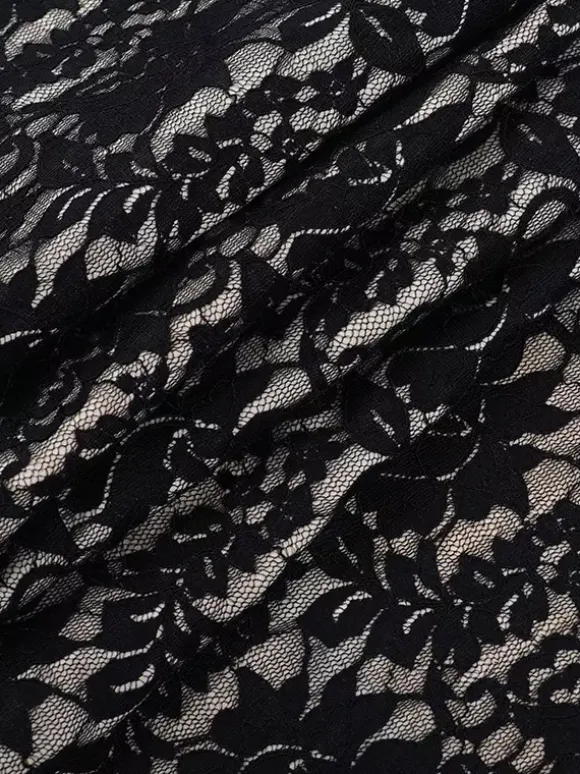 Black Lace Overlay Women's Maxi Dress - Halter Backless Nude Lining Gown - Sexy Bodycon Night Out Party Dress 2026