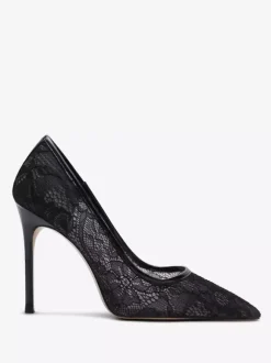 Black Lace Party Shoes Pointed Toe Slip On High Heel Pumps