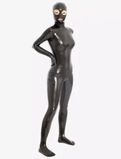 Black Latex Catsuit For Gimp Suit