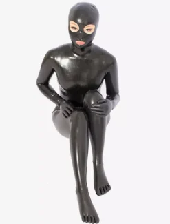 Black Latex Catsuit For Gimp Suit