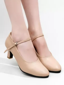 Black Latin Dance Shoes Round Toe Mary Jane Ballroom Dance Shoes