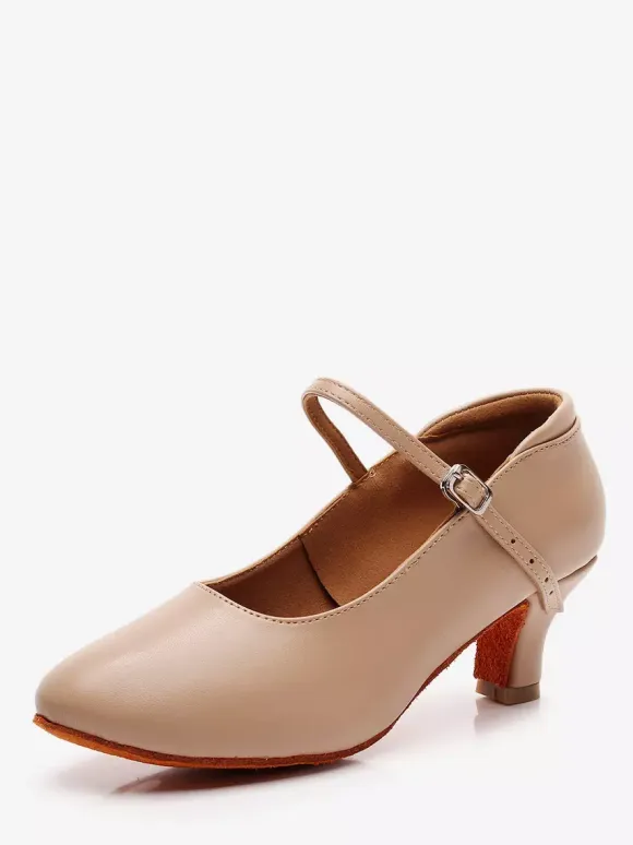 Black Latin Dance Shoes Round Toe Mary Jane Ballroom Dance Shoes