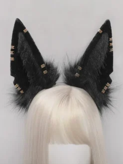 Black Lolita Accessories Animal Ears Polyester Fiber Miscellaneous