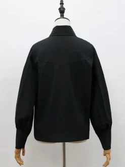 Black Lolita Blouses Polyester Turnover Collar Long Sleeves Top Classic Lolita Shirt