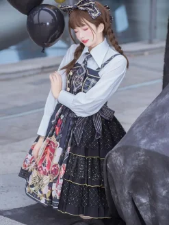 Black Lolita Blouses Polyester Turnover Collar Long Sleeves Top Classic Lolita Shirt