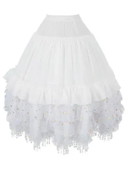 Black Lolita Petticoats Lace Polyester Stars Print Gothic Lolita Petticoat Skirt