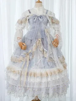 Black Lolita Petticoats Lace Polyester Stars Print Gothic Lolita Petticoat Skirt