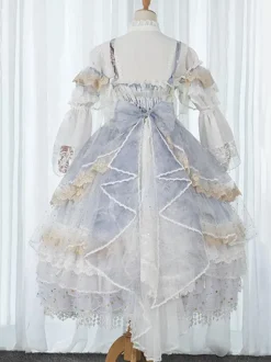 Black Lolita Petticoats Lace Polyester Stars Print Gothic Lolita Petticoat Skirt