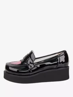 Black Lolita Pumps Platform Sweetheart Round Toe PU Leather Lovely Lolita Shoes