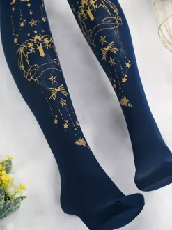 Black Lolita Tights Halloween Demon Cross Gilding Velvet Lolita Stocking