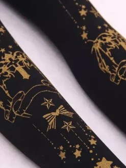 Black Lolita Tights Halloween Demon Cross Gilding Velvet Lolita Stocking