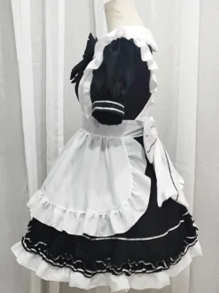 Black Maid Lolita Dresses Ruffles Bows Short Sleeves Lolita Dress