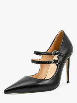 Black Mary Jane Shoes Pointed Toe Stiletto Heel Pumps