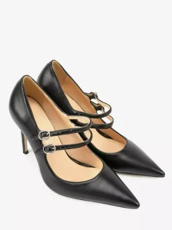 Black Mary Jane Shoes Pointed Toe Stiletto Heel Pumps