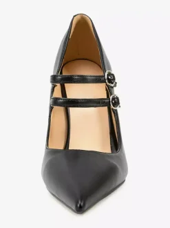 Black Mary Jane Shoes Pointed Toe Stiletto Heel Pumps
