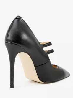 Black Mary Jane Shoes Pointed Toe Stiletto Heel Pumps