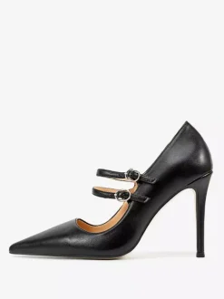 Black Mary Jane Shoes Pointed Toe Stiletto Heel Pumps