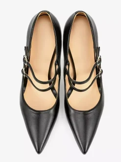 Black Mary Jane Shoes Pointed Toe Stiletto Heel Pumps