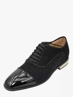 Black Men's Dress Shoes Rhinestones Patchwork Lace Up Prom Wedding Shoes