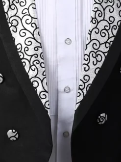 Black Men's Palace Long Sleeves Tuxedo Clothing Retro Performance Costumes Retro Costumes