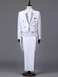 Black Men's Palace Long Sleeves Tuxedo Clothing Retro Performance Costumes Retro Costumes