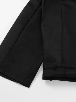 Black Men's Steampunk Victorian Retro Long Coat Back Lace Bandage Double Breast Vintage Overcoat