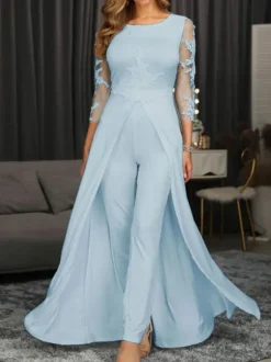 Black Mother Dress Jewel Neck 3/4 Length Sleeves Sheath Applique Wedding Guest Dresses Free Customization