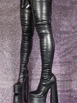 Black Over The Knee Boots Round Toe Platform high Heel Sexy Thigh High Boots