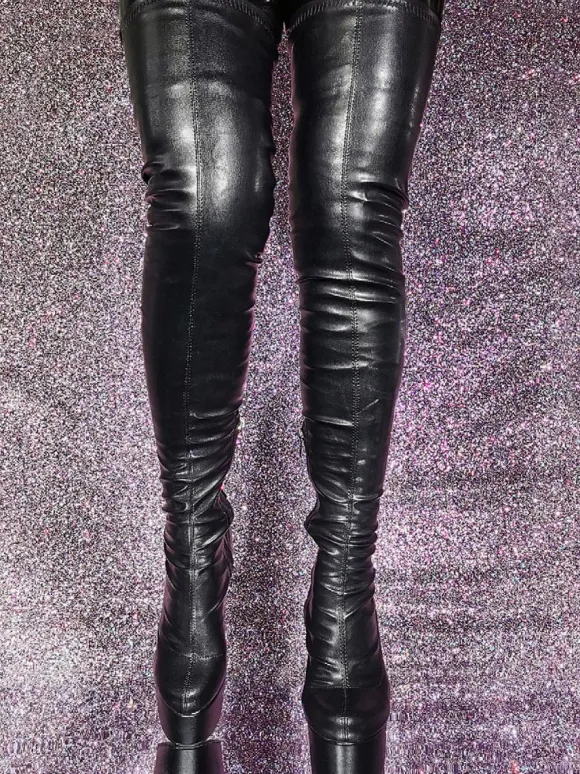 Black Over The Knee Boots Round Toe Platform high Heel Sexy Thigh High Boots