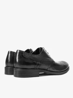 Black Oxford Shoes Cowhide Round Toe Lace Up Dress Shoes For Men