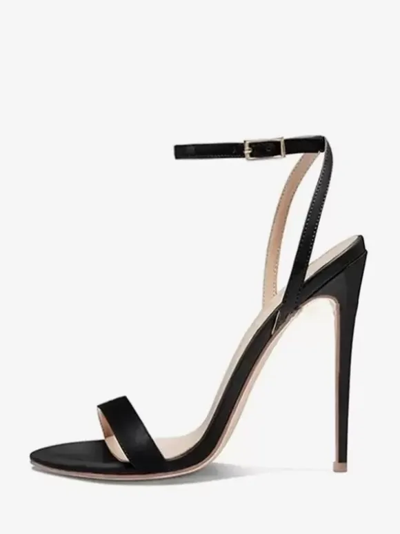 Black Party Shoes High Heel Ankel Strap Sandals