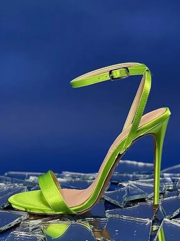 Black Party Shoes High Heel Ankel Strap Sandals