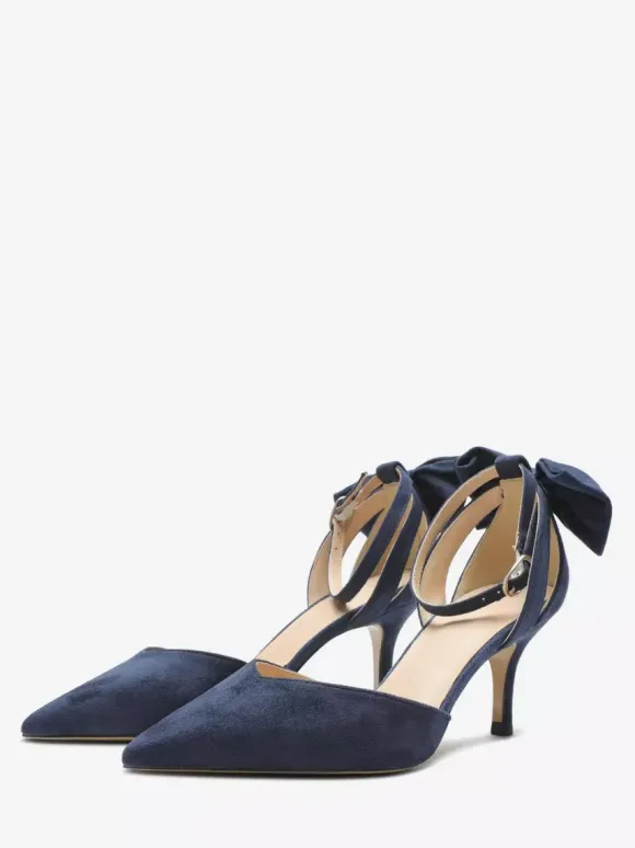 Black Party Shoes Suede Open Toe Bow High Heel Pumps