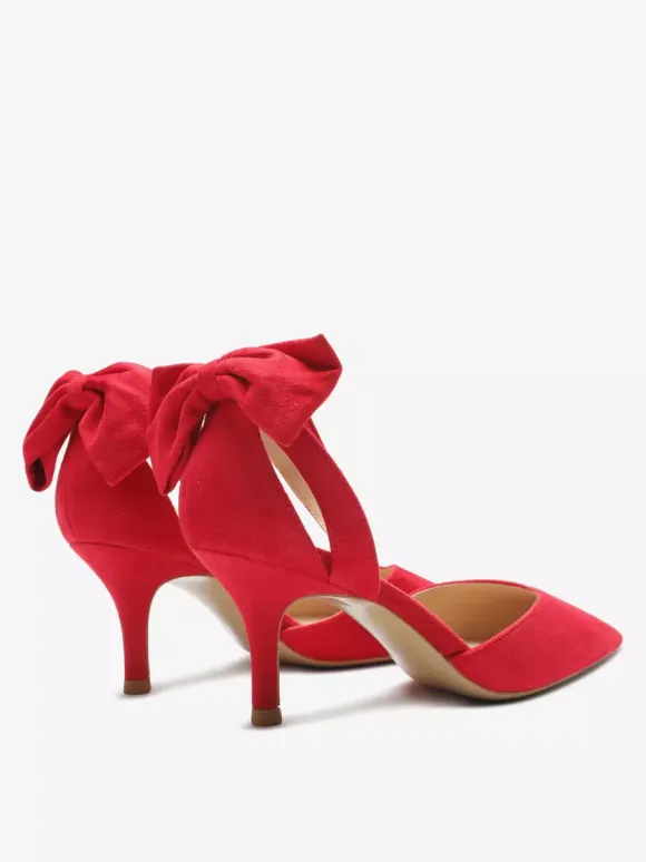 Black Party Shoes Suede Open Toe Bow High Heel Pumps