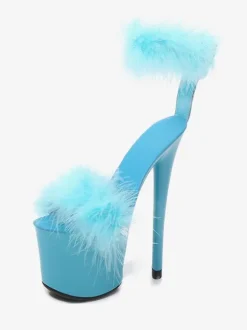 Black Pleaser Boots Sexy High Heel Platfrom Faux Feather Detail Pole Dance Shoes