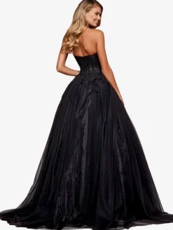 Black Prom Dress 2026 Strapless A-Line Sleeveless Lace Party Dresses Free Customization
