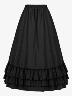 Black Retro Costumes Ruffles Marie Antoinette Long Skirt