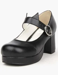 Black Round Toe Lolita Shoes for Girls
