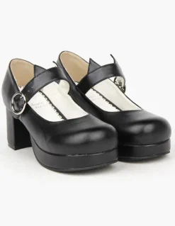 Black Round Toe Lolita Shoes for Girls