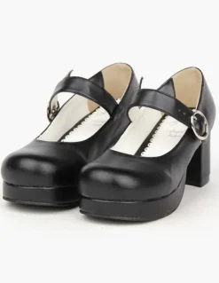 Black Round Toe Lolita Shoes for Girls