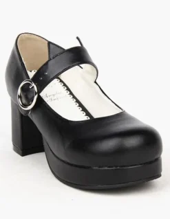 Black Round Toe Lolita Shoes for Girls