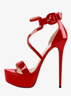 Black Sexy Heel Sandals Platform Open Toe Ankle Strap High Heel Sandals