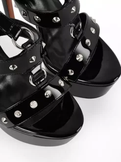 Black Sexy Sandals Platform Beaded Strappy High Heel Sandal Shoes For Women
