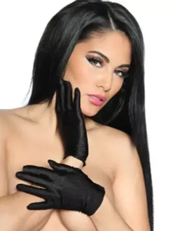 Black Sexy Stretch Short Gloves For Women