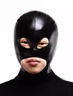 Black Shiny Metallic Hood with Eyes and Mouth Opened