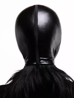 Black Shiny Metallic Hood with Eyes and Mouth Opened