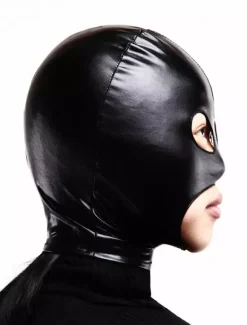 Black Shiny Metallic Hood with Eyes and Mouth Opened